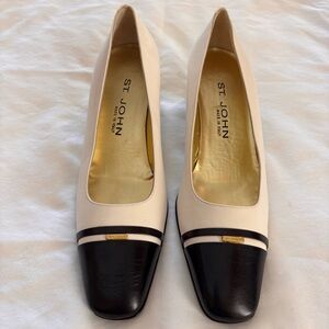 NWOB St. John Black and Cream Heels - Sz 8.5